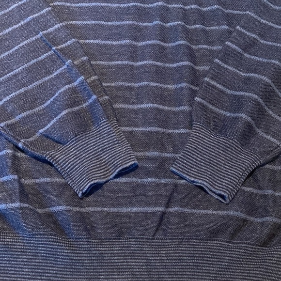 Peter Millar Made in Italy Merino Wool Quarter Zip L/S Navy Stripe Sweater XL - Picture 2 of 8
